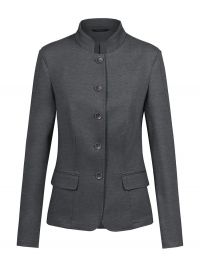 Damen Trachtenblazer in Grau mit Stehkragen und 5-Knopf-Verschluss, ideal für Gastronomie & Hotellerie